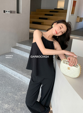 Garbociaga龍喜儿 摩登时代 高级感黑色醋酸小香风显瘦套装女9469