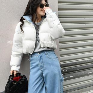 Garbociaga龙喜儿 小面包 醋酸面料90白鸭绒双色短款羽绒服女3071