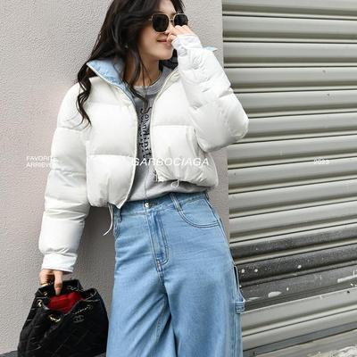 龙喜儿醋酸面料90白鸭短款羽绒服