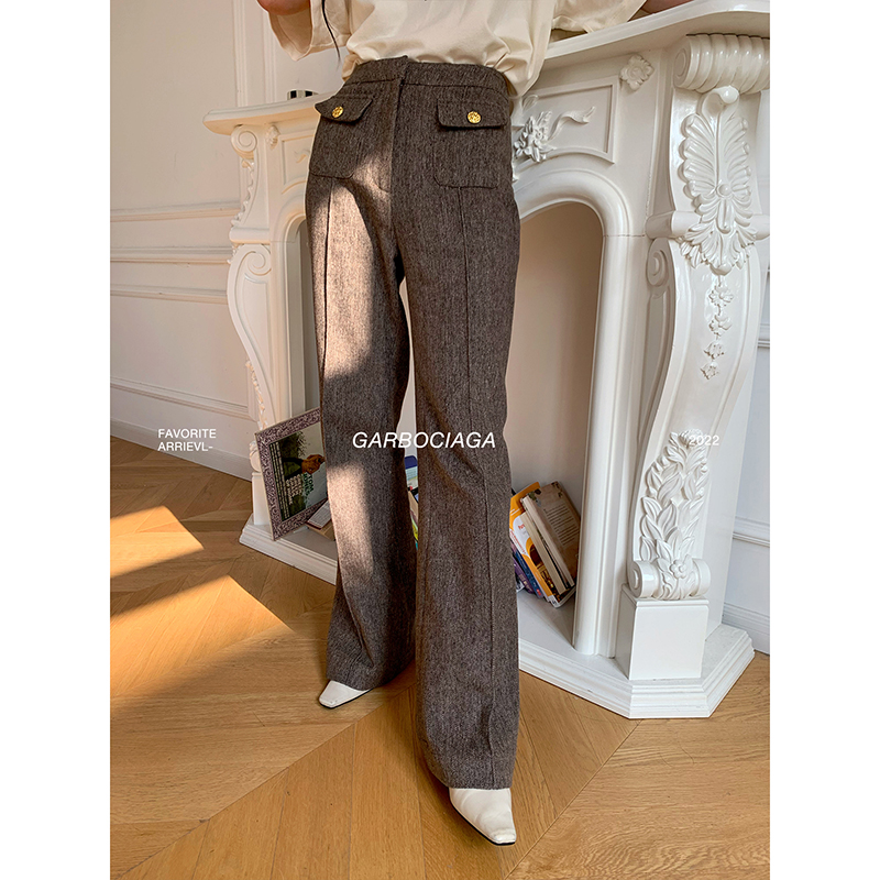 高腰通勤龙喜儿长裤直筒裤