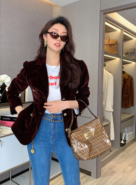 Garbociaga龍喜儿 午后杂志 高级感复古丝绒西装外套 2260