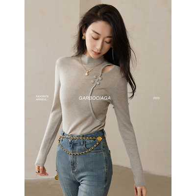 龍喜儿羊毛圆领新中式针织衫