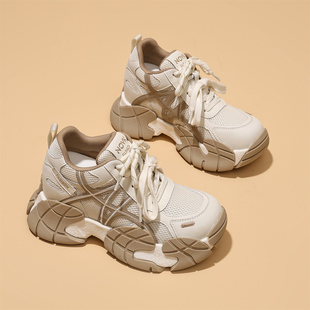 拼色单鞋 外贸工厂原单厚底内增高10cm老爹鞋 休闲鞋 百搭时尚 女春季