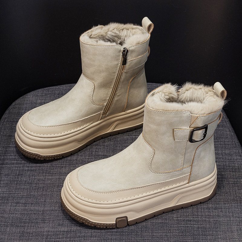 真皮厚底保暖雪地靴女冬季短靴子