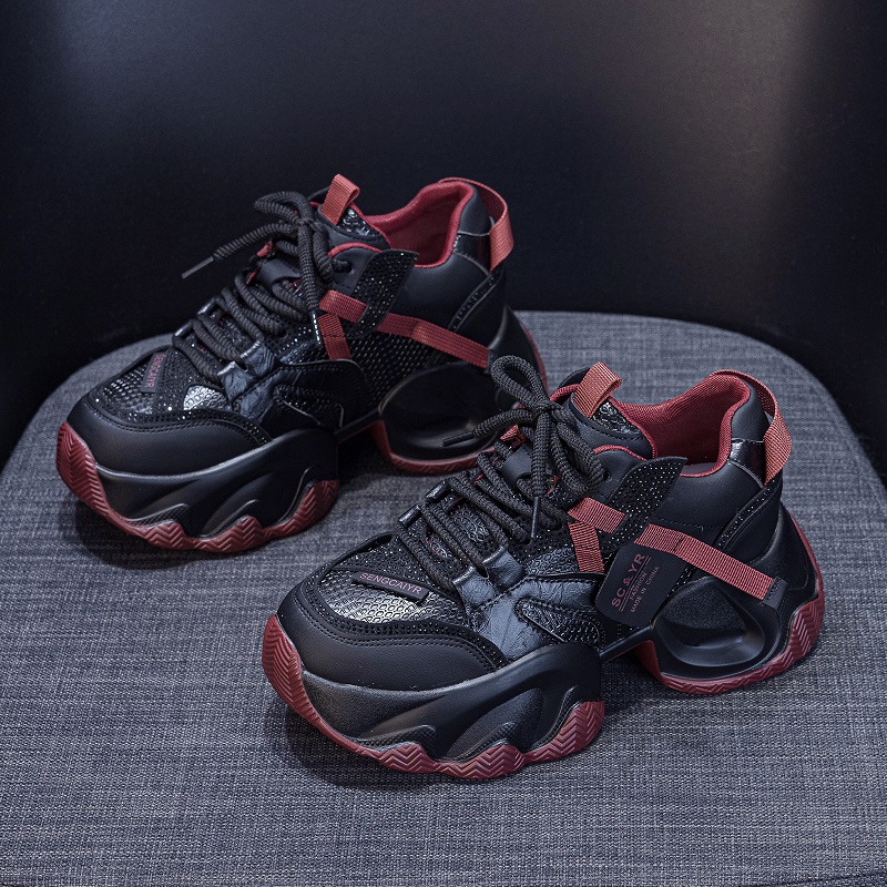 网红厚底小个子老爹鞋女春款单鞋