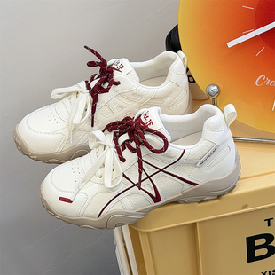 软底休闲单鞋 厚底内增高小白鞋 女春季 外贸工厂原单真皮刺绣德训鞋