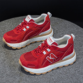 特价 超火厚底休闲鞋 女春秋红色运动单鞋 工厂原单断码 子学生阿甘鞋