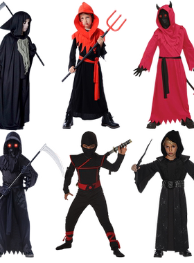恶魔骷髅忍者黑色死神表演装斗篷