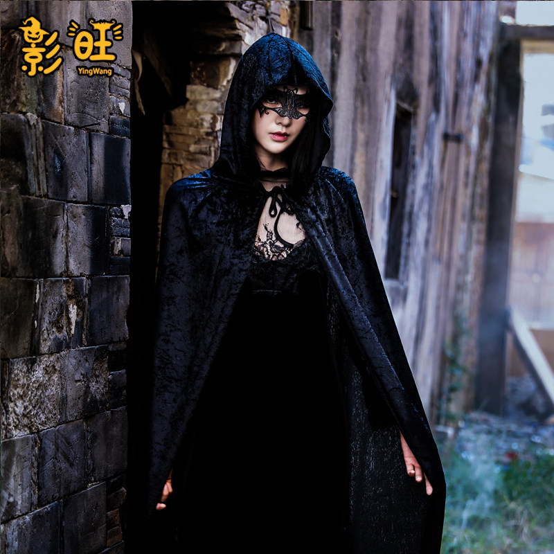 万圣节服装成人蕾丝披风cos面具