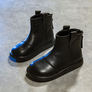 儿童靴子真皮女童马丁靴中筒靴短靴加绒棉靴单靴烟筒靴女宝皮靴