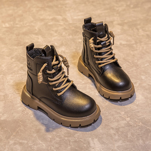 女童马丁靴2025秋冬新款 儿童靴子二棉加绒皮靴加厚中大童男童短靴