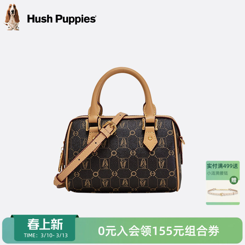 暇步士女包新款时尚老花手提包女单肩斜挎包波士顿枕头包女手拎包