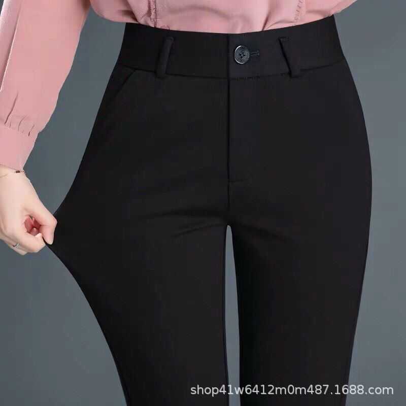 弹力春夏上班西裤女直筒高腰裤长裤职业女士西装裤黑色小脚裤OL