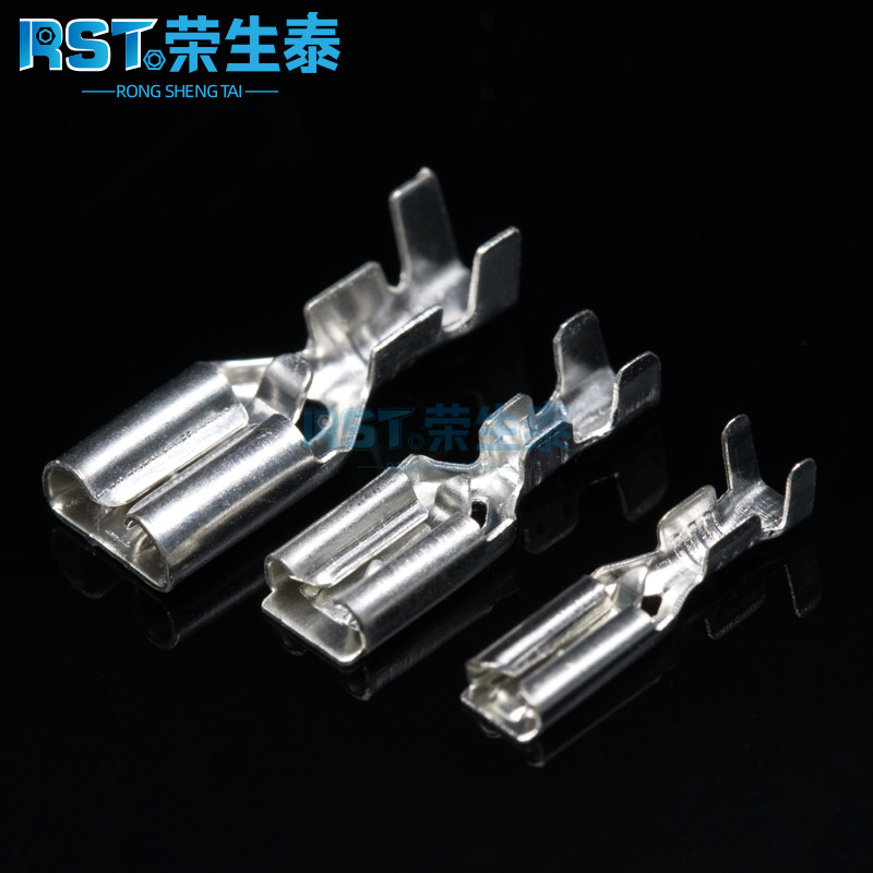 速发6.插簧自带锁端子带护套冷压接线插片铜接插件电线连接器