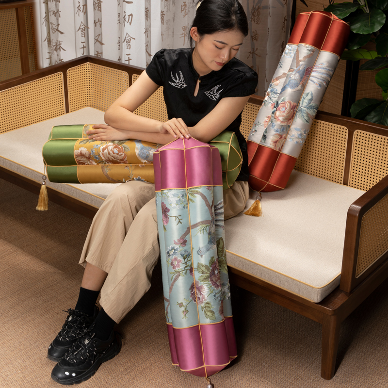 速发中式罗汉床扶手轻奢梅花枕沙发侧边扶手枕家用靠枕宫廷腰枕