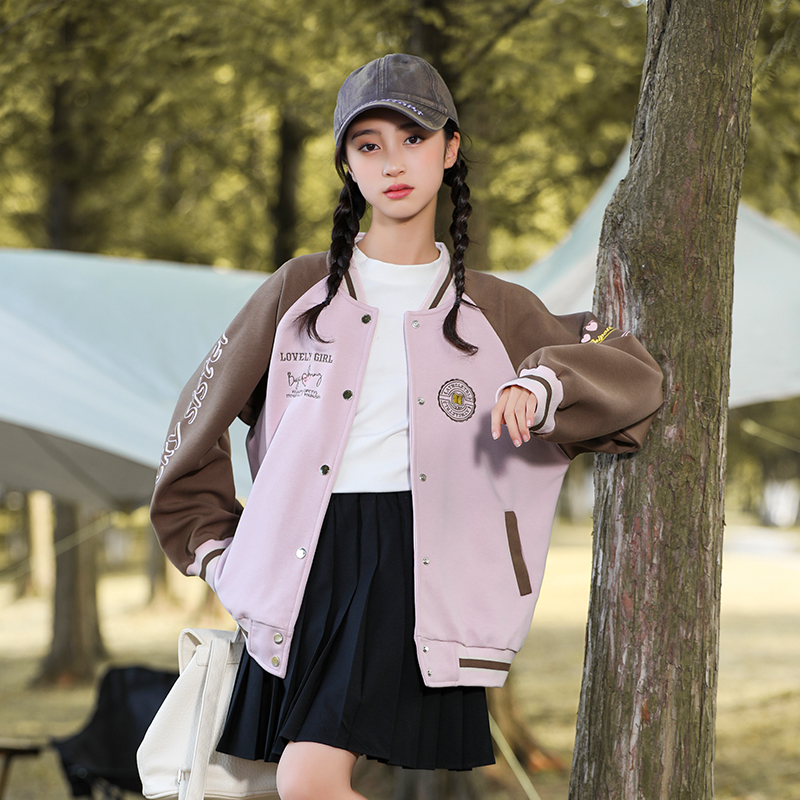 女童棒球服外套春秋款2025新款