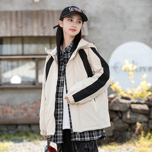 女大童外套秋冬装2026新款加厚夹棉初中生夹克冲锋衣青少年女孩潮