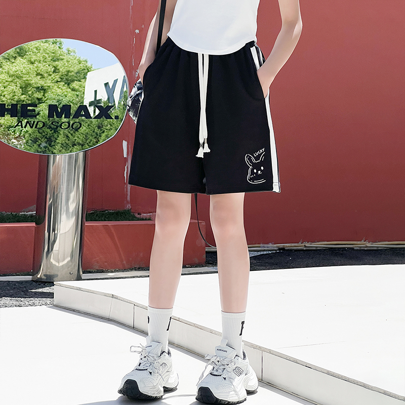 女童夏装2025纯棉运动短裤新款高腰宽松显瘦休闲五分中裤子夏季