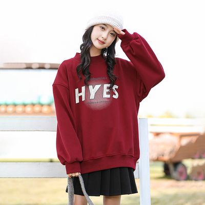 女童加绒卫衣秋冬2024新款