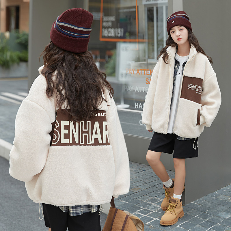 女童外套秋冬装2025新款洋气时髦儿童装夹棉加厚冬季羊羔绒毛毛衣