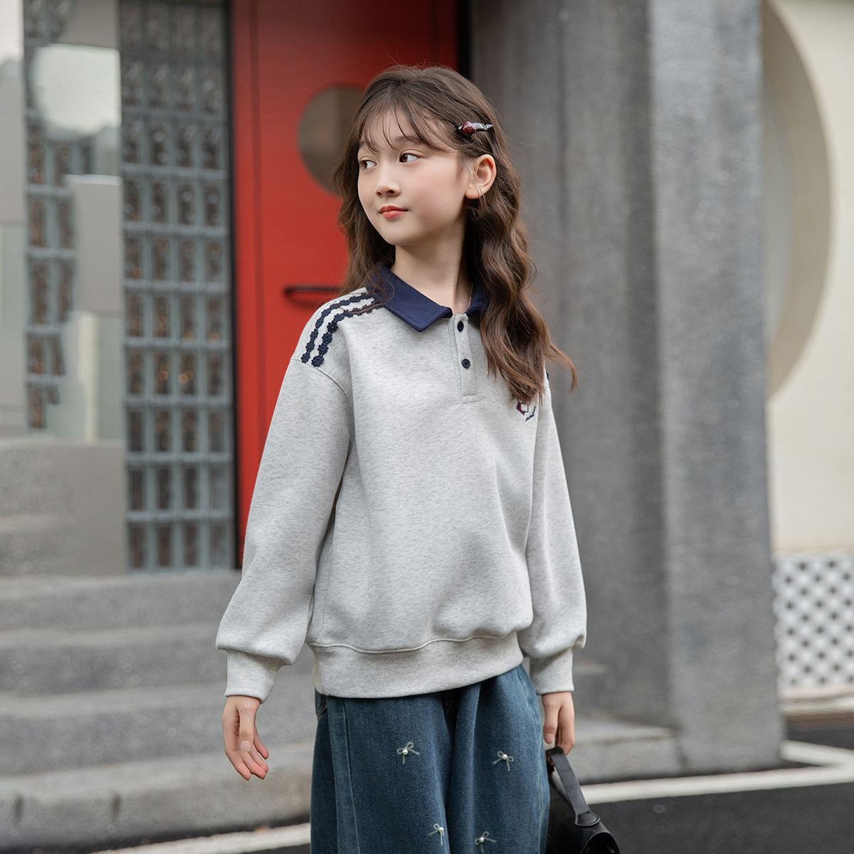 女童卫衣春秋款2025新款洋气儿童秋装上衣秋季初中生polo衫长袖潮