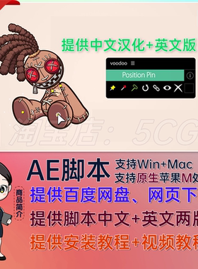 中文汉化AE木偶图钉高级动画MG动画绑定控制脚本AE插件 Voodoo