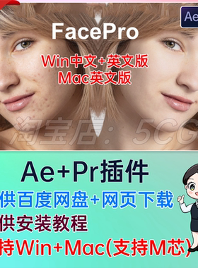 中文汉化AI人脸修饰遮瑕美颜磨皮AE/PR插件 FacePro v1.1 WIN+MAC