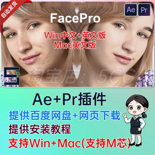 中文汉化AI人脸修饰遮瑕美颜磨皮AE/PR插件 FacePro v1.1 WIN+MAC