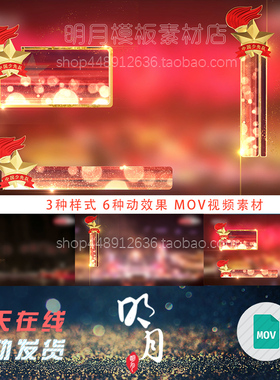 红色大气少先队视频字幕条AE会声会影PR EDIUS FCPX MOV素材模板