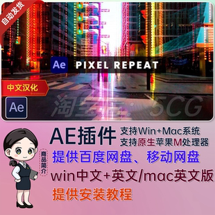 Win 中文汉化 Repeat Pixel Mac AE像素循环特效插件