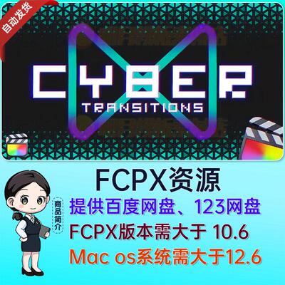 FCPX插件-40个未来科幻赛博朋克故障损坏干扰转场预设Transitions