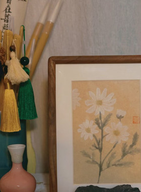 『Booba』手绘 宣纸国画 摆台 悬挂 小雏菊小清晰 客厅书房装饰画