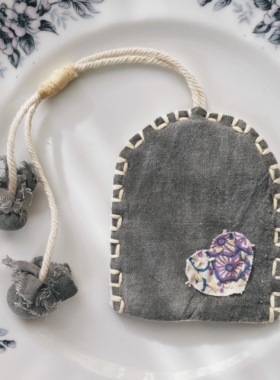 『Booba』纯手缝泥染亚麻老土布钥匙包 汽车钥匙扣手工手作艺术