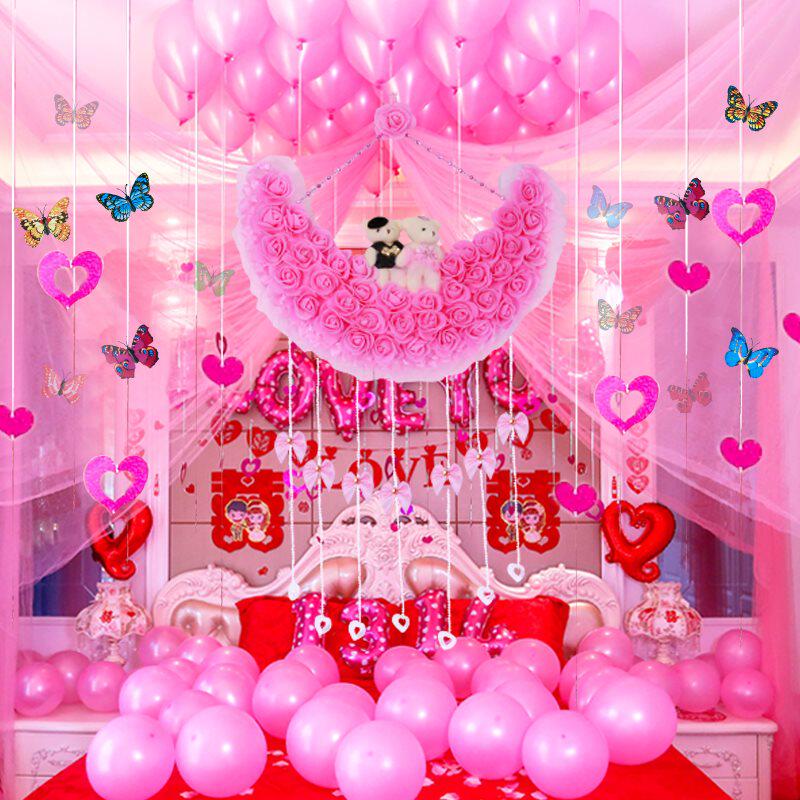 结婚装饰婚庆婚房布置用品拉花纱幔花球场景婚礼新婚创意卧室浪漫