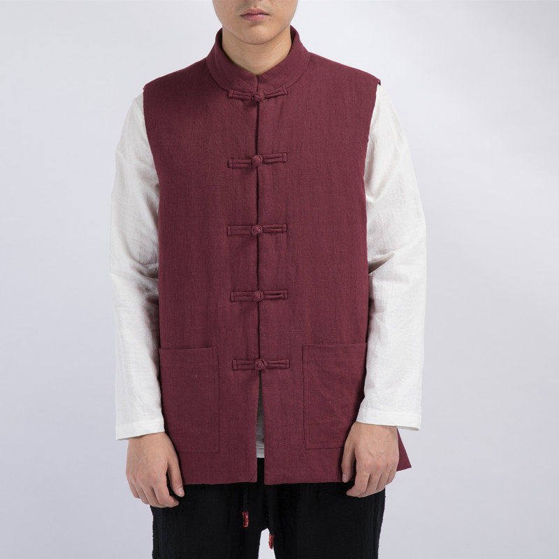秋冬保暖棉马甲无袖唐装男背心复古马褂中国风盘扣棉衣坎肩影视服,男装,汉服,淘宝优惠券,粉丝福利购,淘宝优惠卷