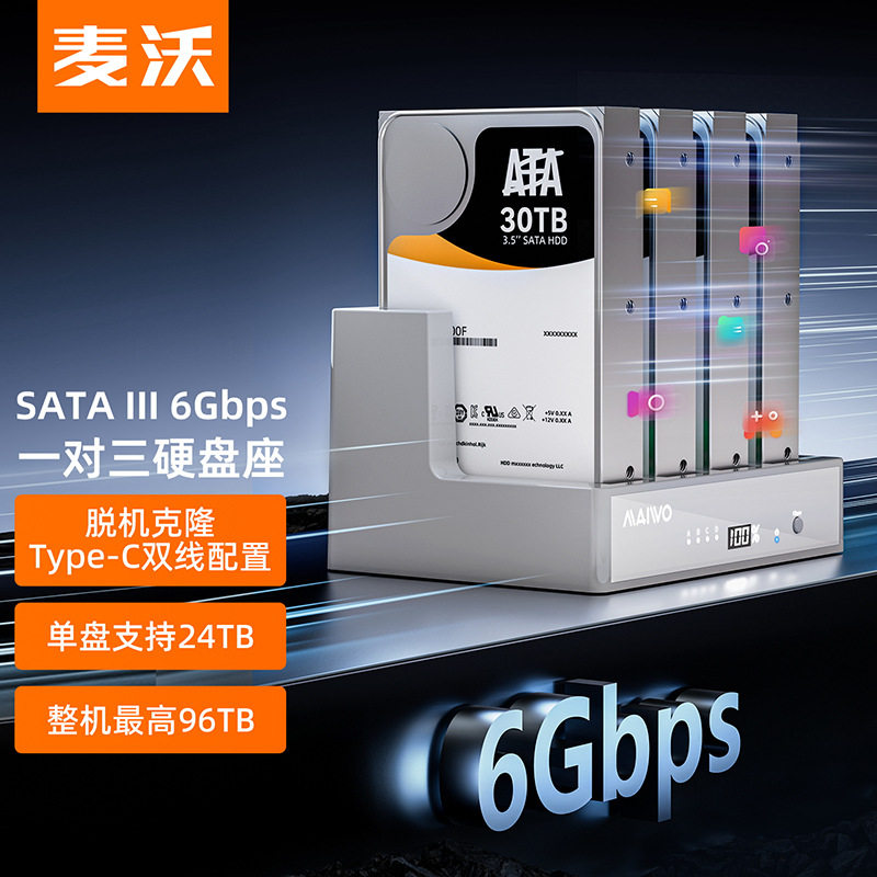 电脑外置TypeC四盘位2.5 3.5英寸sata接口机械固态硬盘盒拷贝底座