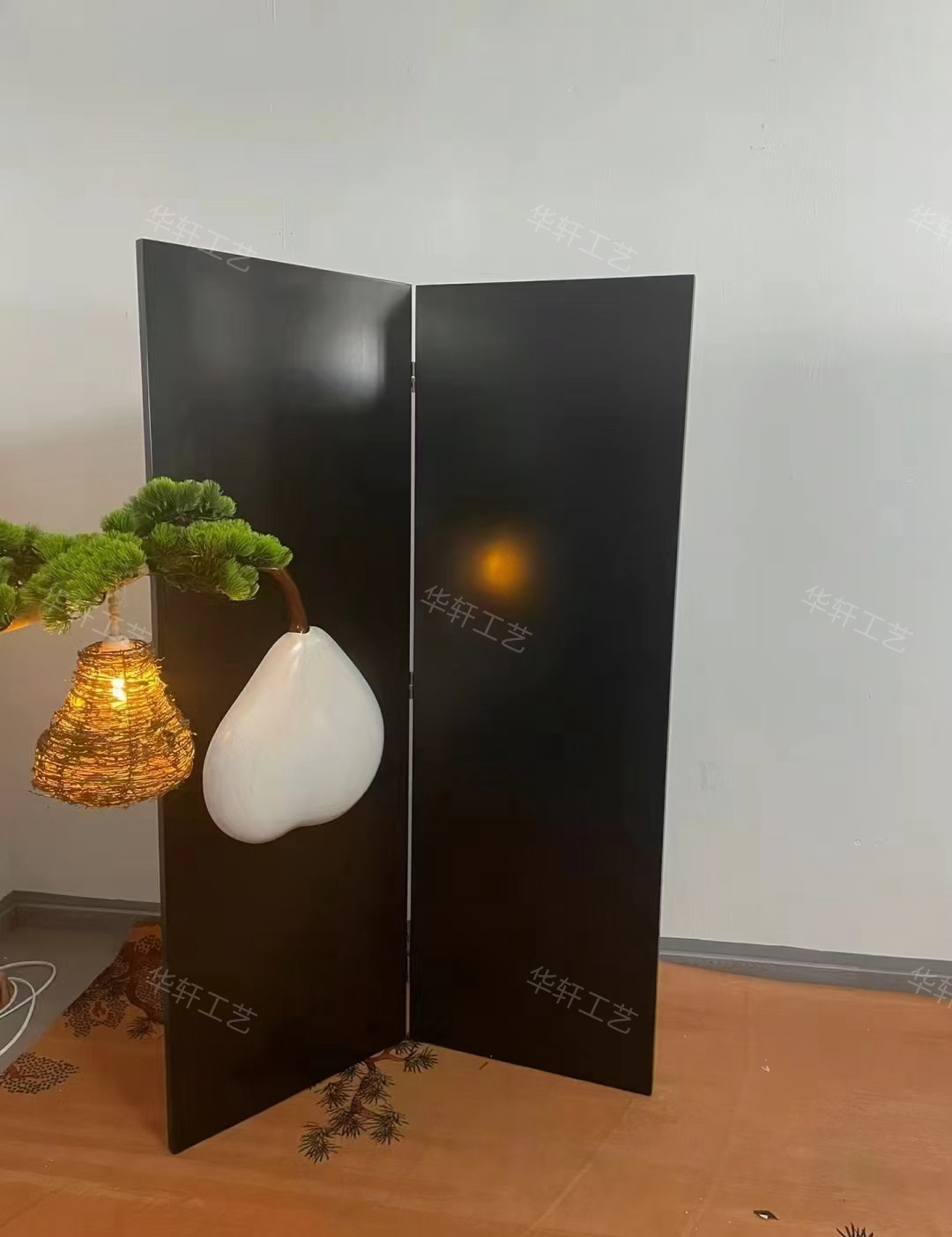 定制手绘立体浮雕工艺漆画屏风折屏移动客厅办公室隔断酒店背景墙
