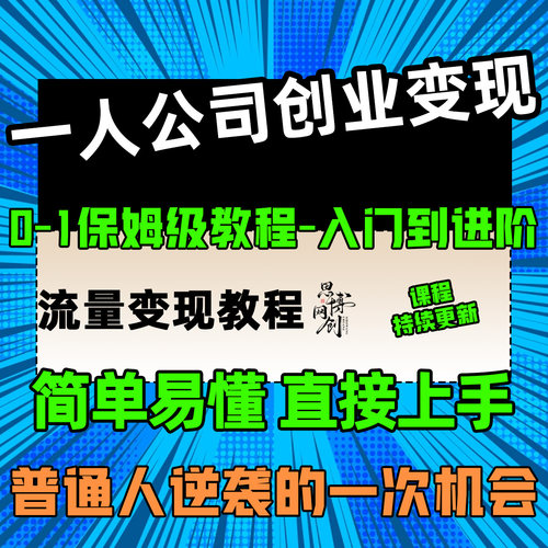 一人公司流量变现教程个人ai创业教育职场智能体小白文档资料课程