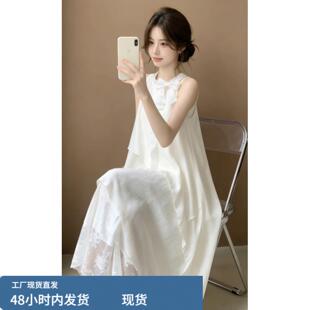 巨好看不规则白色无袖洋装子女夏季2026新款高级设计感气质长裙