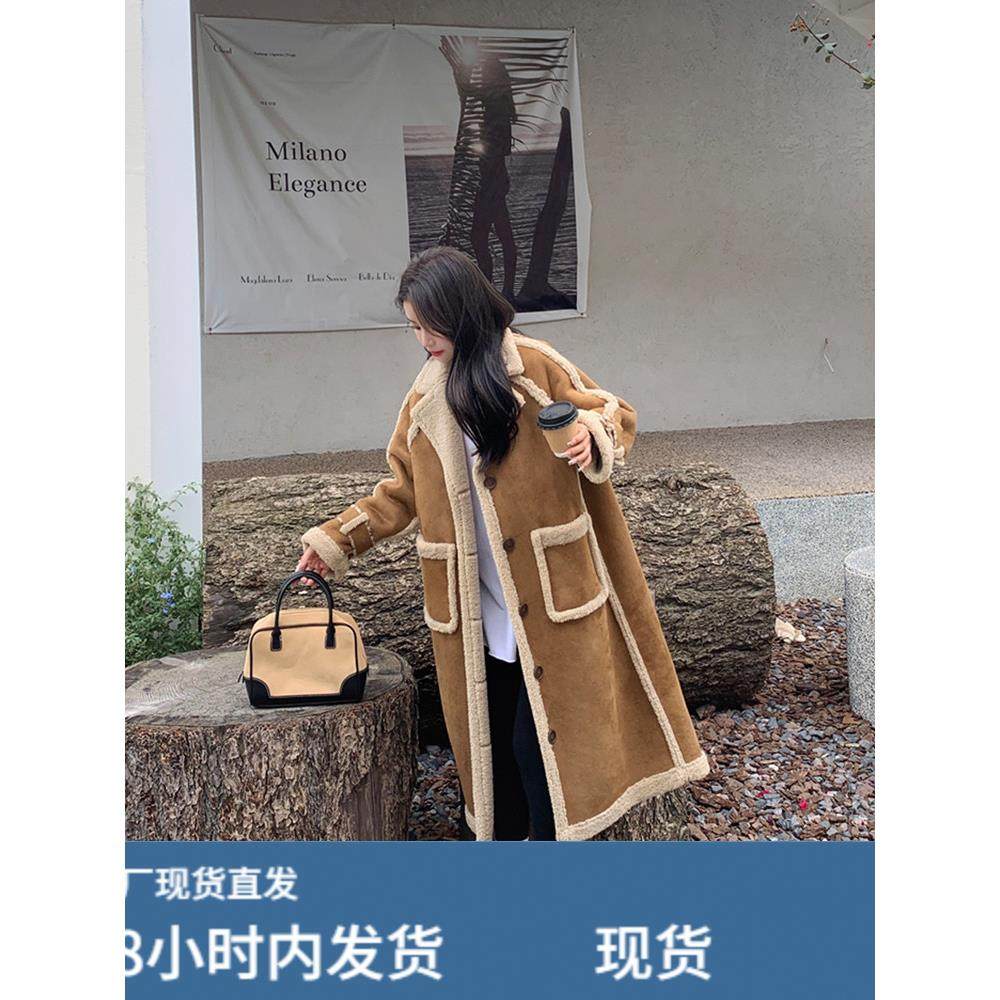 覆古驼色彷羊羔毛外套女冬季新款皮毛一体中长款过膝加厚大衣,运动/瑜伽/健身/球迷用品,广场舞套装,淘宝优惠券,粉丝福利购,淘宝优惠卷