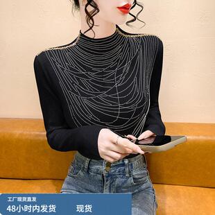 今年爆款黑色毛衣女2025新款秋冬内搭打底衫女士针织叠穿修身上衣