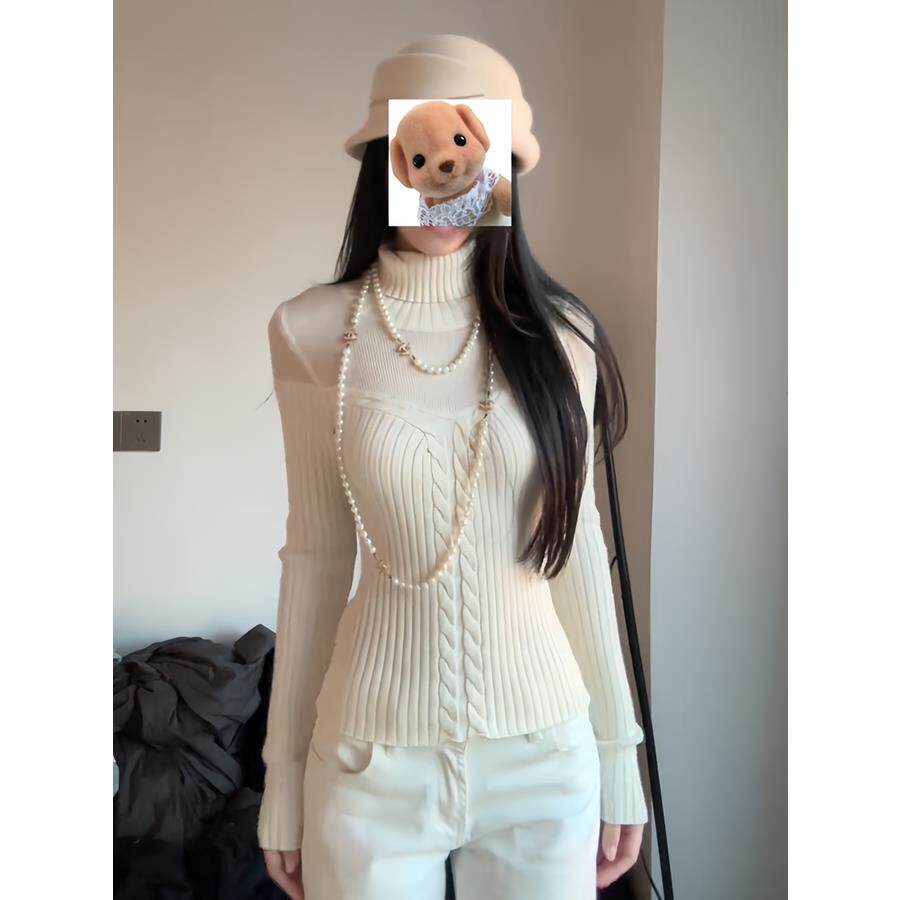 大码胖MM性感纯欲镂空麻花套头毛衣女秋冬新款修身显瘦百搭针织衫