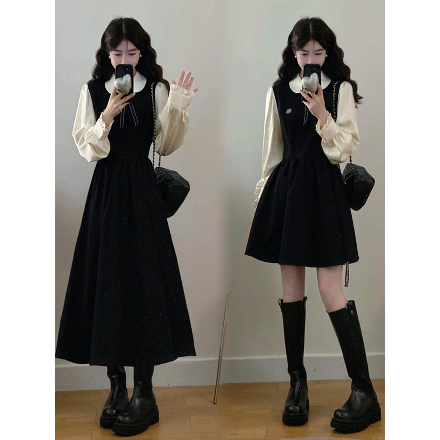 大码学院风假两件连衣裙女秋冬巨好看的胖mm显瘦高级感收腰a字裙,运动/瑜伽/健身/球迷用品,瑜伽短裙,淘宝优惠券,粉丝福利购,淘宝优惠卷