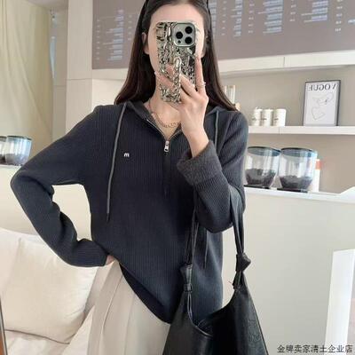 高级感安迪绒半拉链连帽打底衫女秋冬毛衣内搭可外穿洋气加厚卫衣