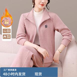 运动套装女秋冬季加戎加厚两件套洋气减龄休闲服宽松大码保暖卫衣