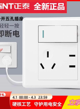 正泰开关插座一开单控五孔10A