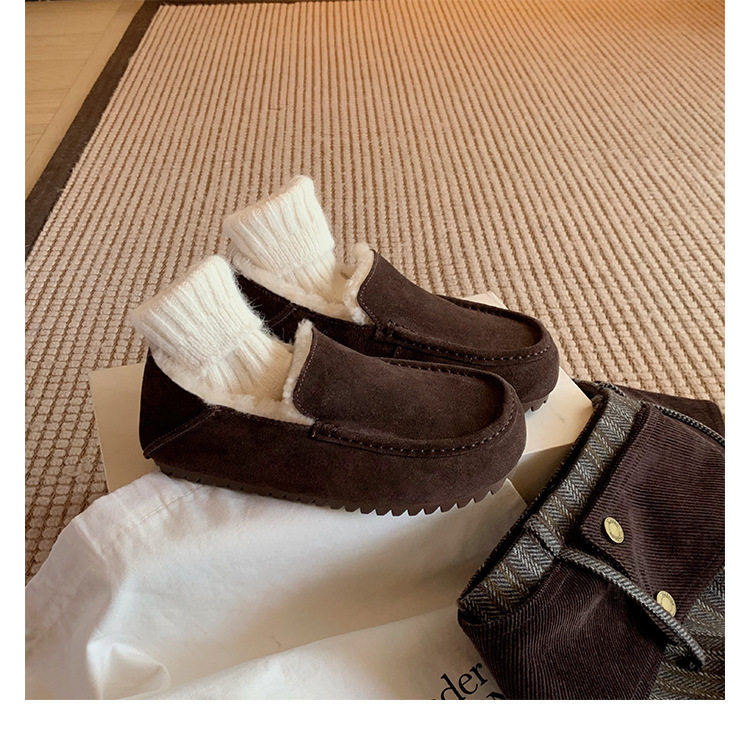 真皮~复古一脚蹬加绒乐福鞋女2025冬季新款厚底保暖棉鞋女豆豆鞋,女鞋,乐福鞋（豆豆鞋）,淘宝优惠券,粉丝福利购,淘宝优惠卷