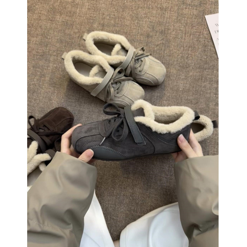 厚底加绒保暖德训鞋女冬季灰色百搭户外徒步休闲动毛毛棉鞋,女鞋,棉鞋,淘宝优惠券,粉丝福利购,淘宝优惠卷