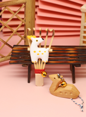 招财猫日本卡通白鹿摆件装饰品