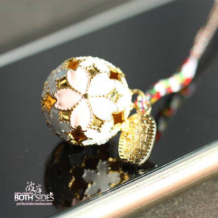 现货包邮日本京都音羽山清水寺开运招福御守镂空樱花铃铛挂件樱铃